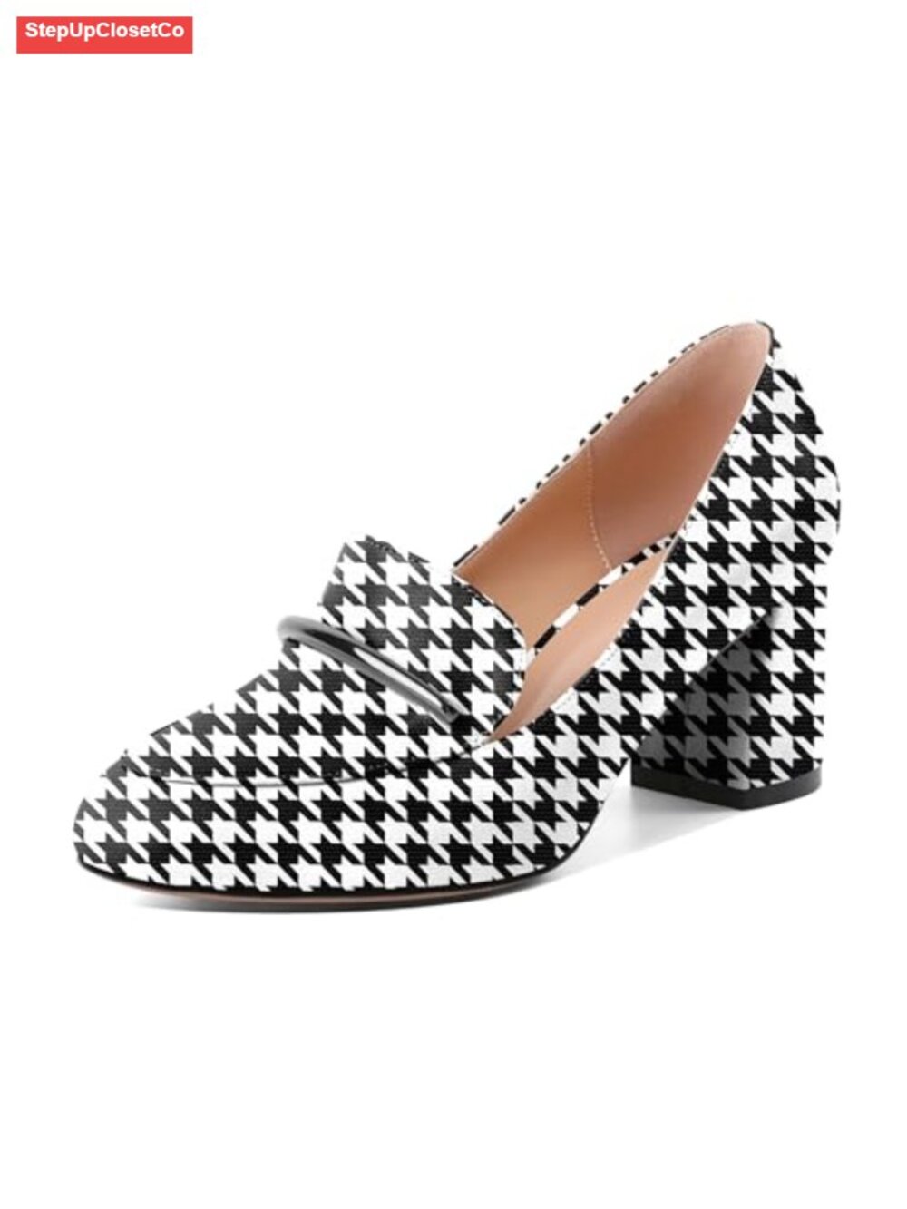 Heeled Loafers for Women Block Chunky Heels Round Toe Pumps Work Shoes 2.5 Inch